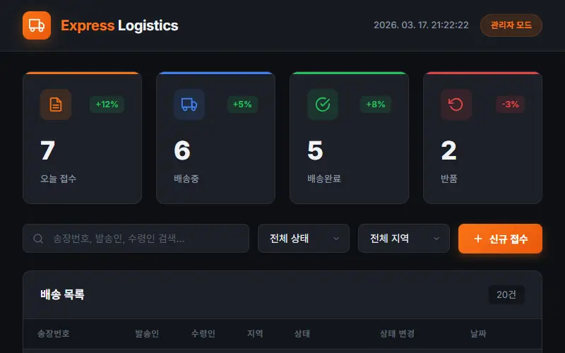 물류 추적 대시보드